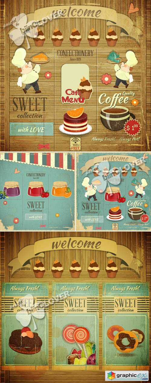Vector Retro menu design 0427