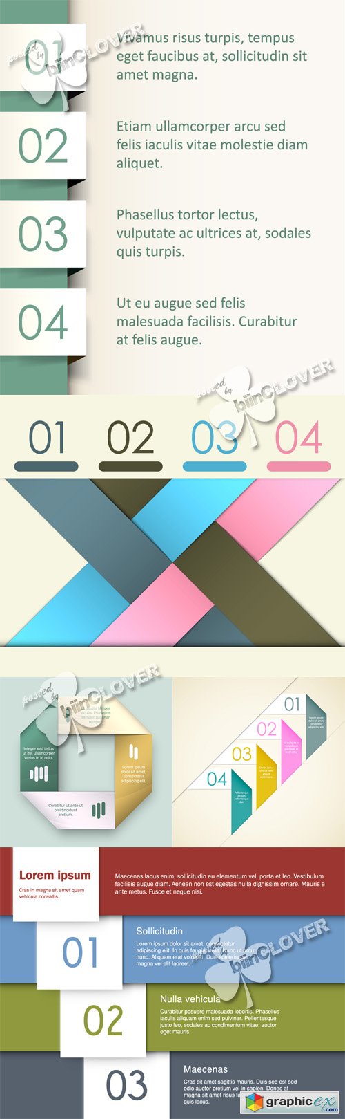 Vector Numbered origami design elements 0427