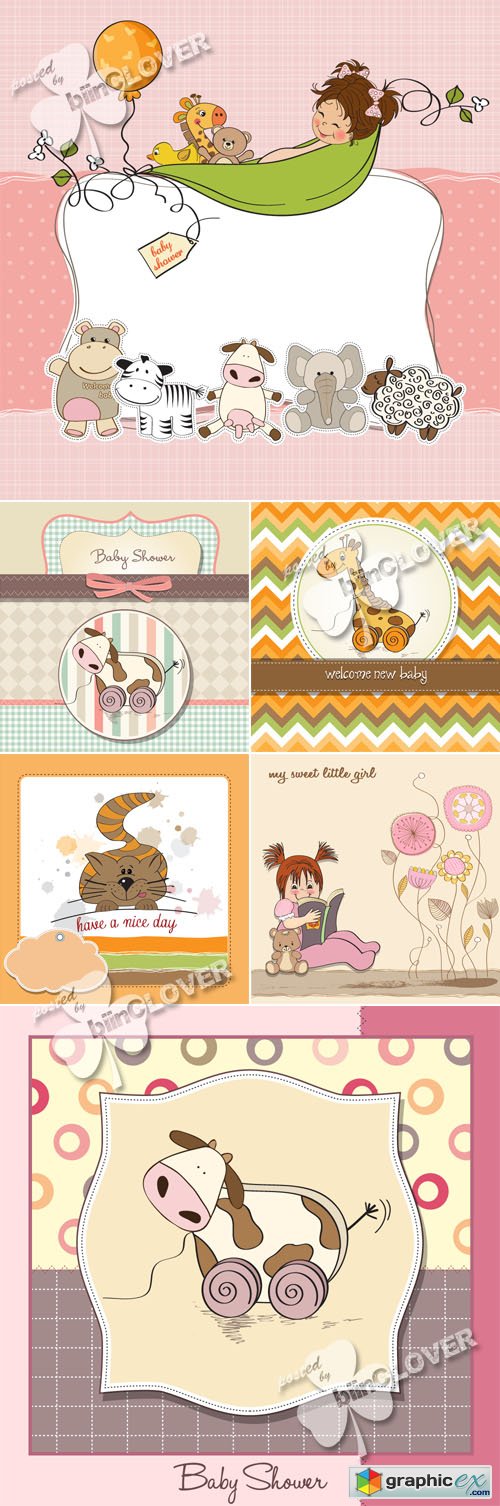 Vector Childish greeting cards 0424