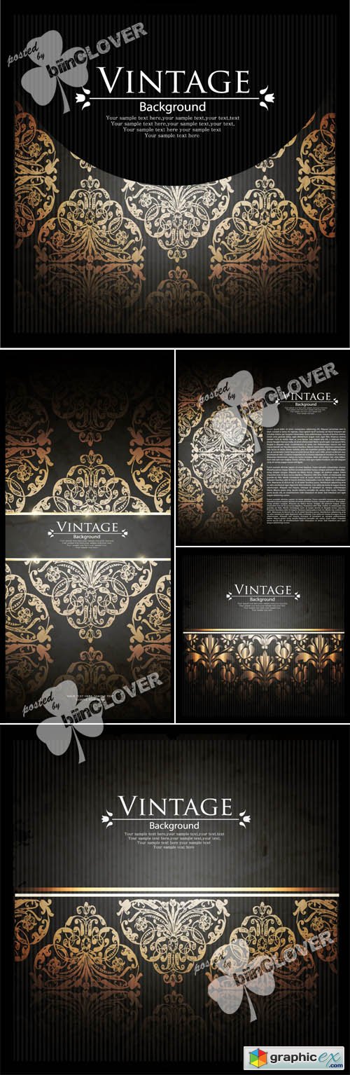 Vector Invitation vintage card 0418