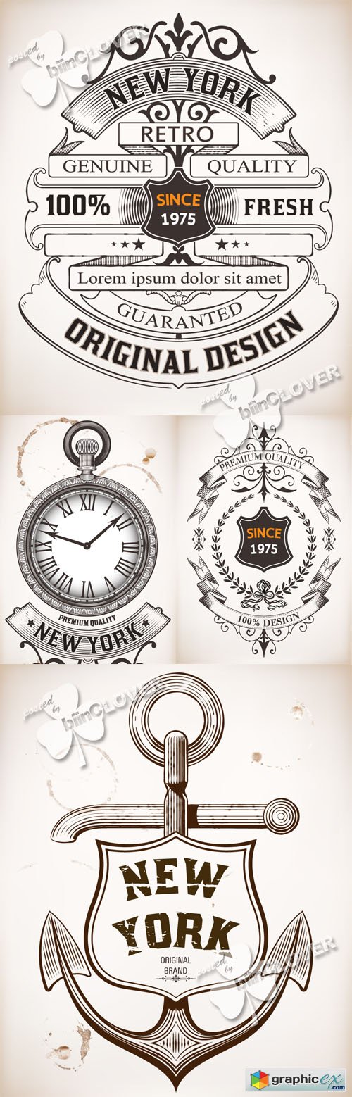 Vector Retro design elements 0417