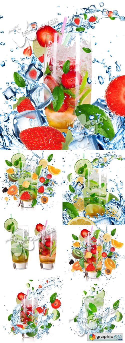 Vector Fruit cocktail with splashing 0413