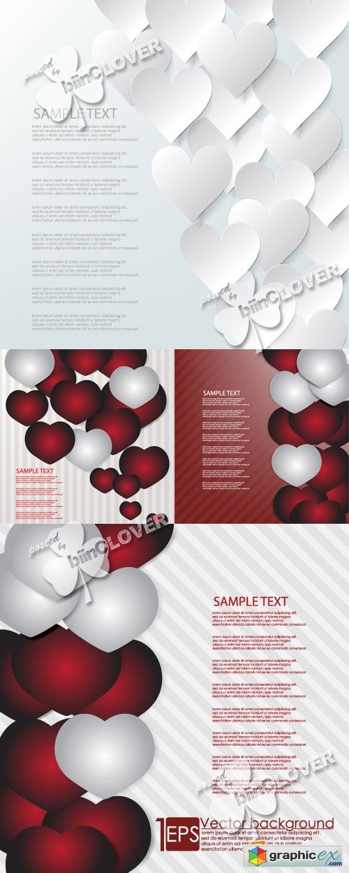 Vector Abstract 3d hearts background 0554