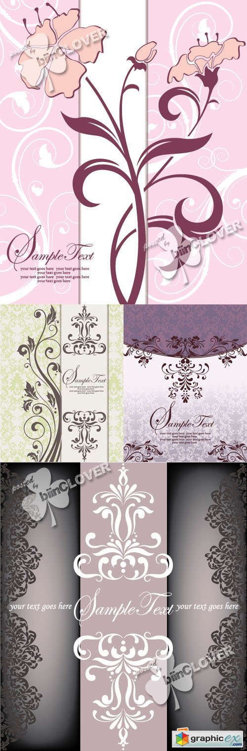 Vector Invitation card with flowers 0395