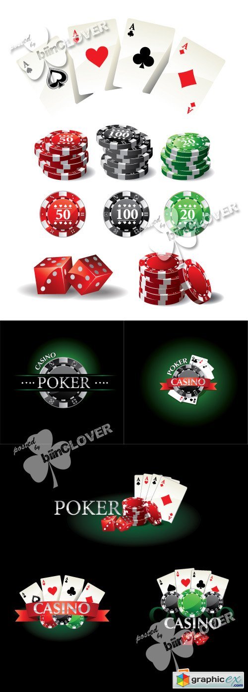 Vector Casino elements,  cards and chips 0393