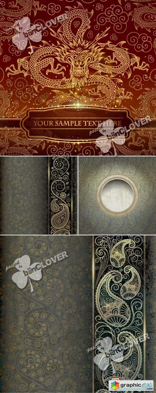 Vector Background with golden pattern 0390