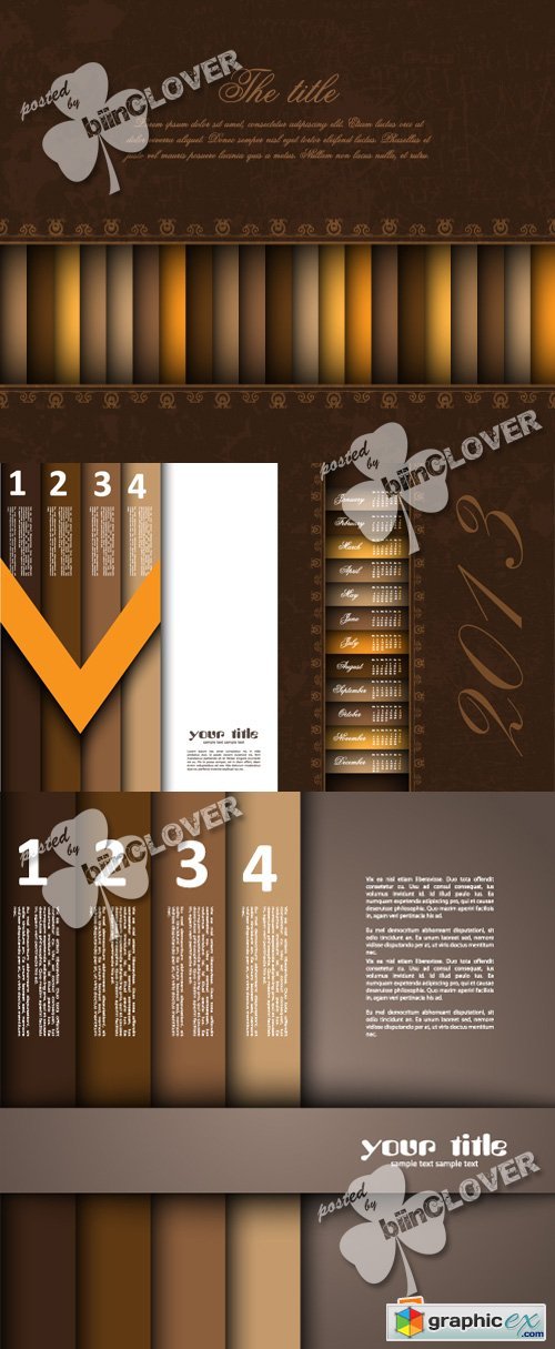 Vector Brown numbered banners design 0365