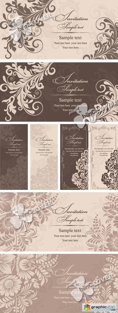 Vector Wedding invitation card 0385
