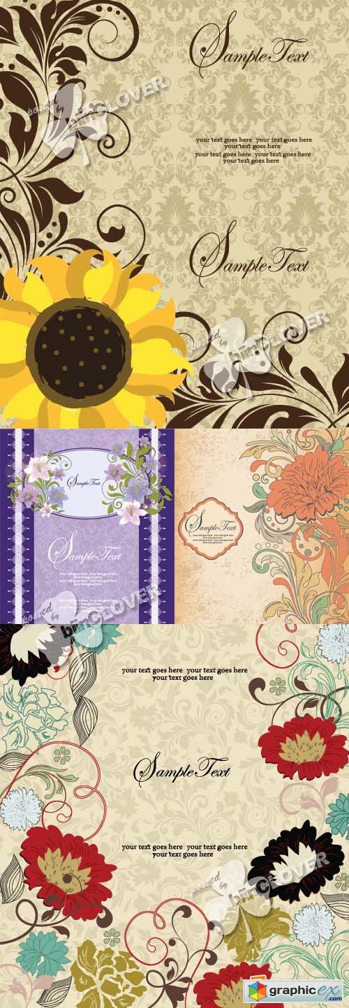 Vector Floral wedding invitation 0383