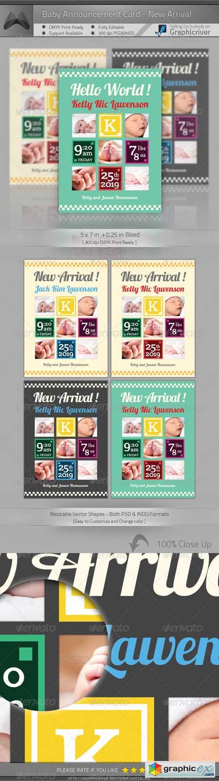 Baby Announcement Card - New Arrival