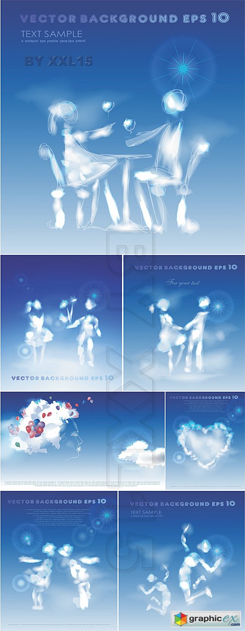 Vector Happy couples in heavens