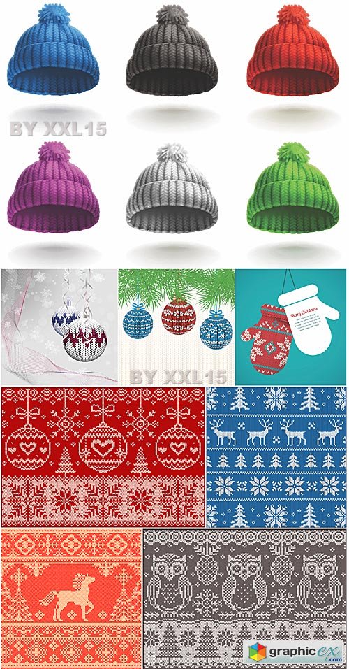 Vector Winter Christmas knitting