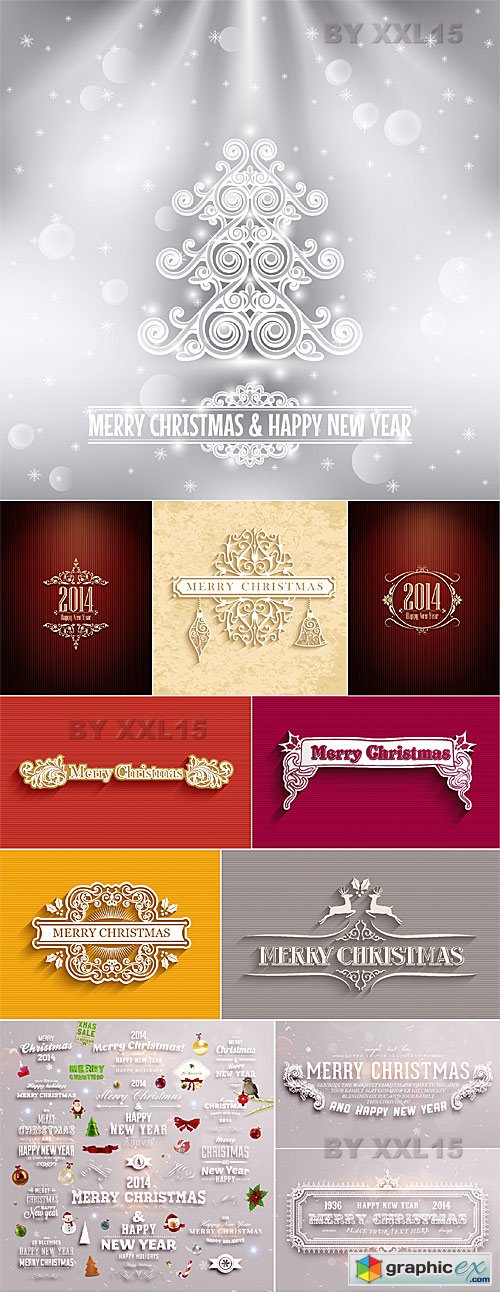 Vector Christmas vintage typographic labels