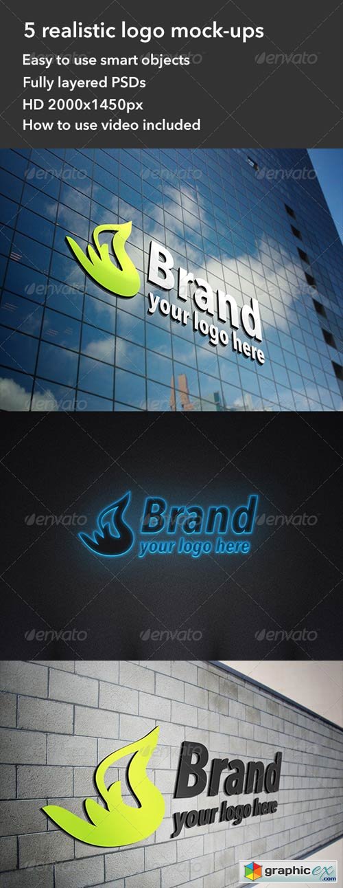 5 Realistic Interior & Exterior Logo Mockups