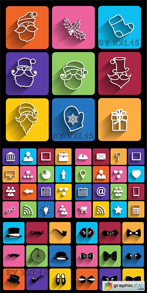 Vector icons with long shadow