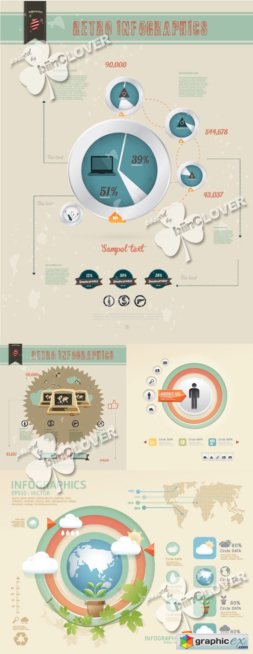Vector Set of retro infographic elements 0374