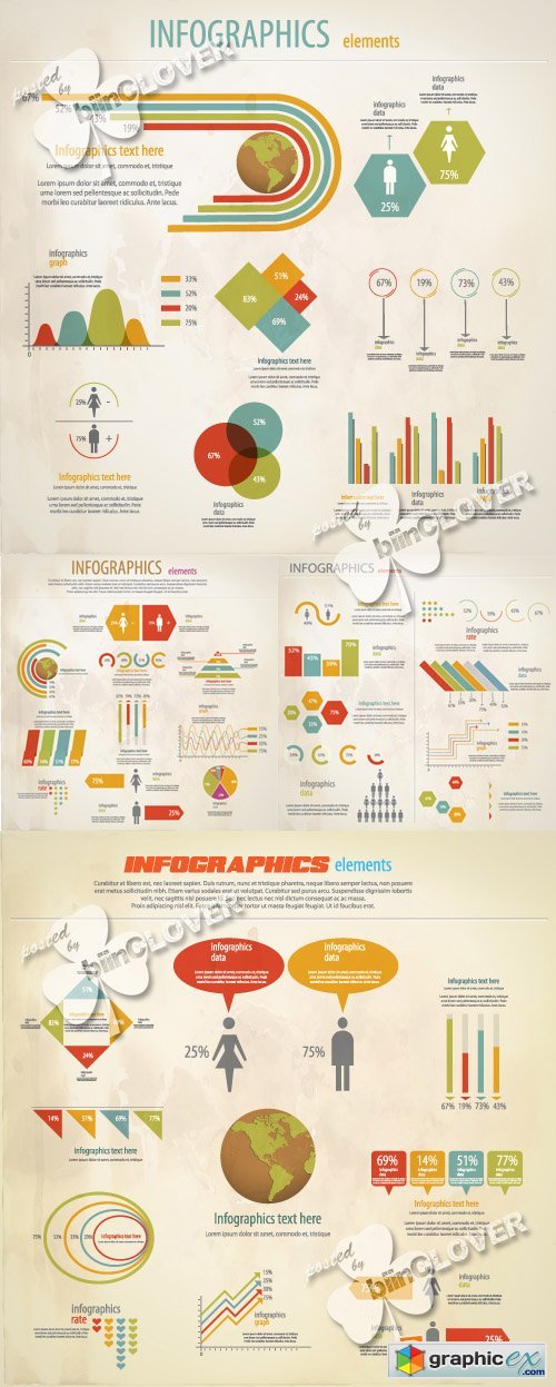Vector Retro infographics design elements 0368
