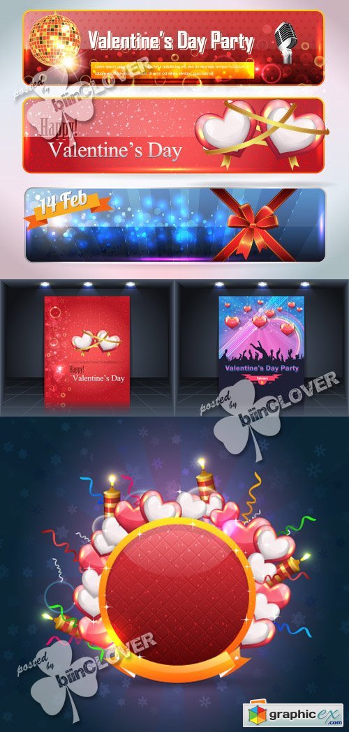 Vector Valentine&#039;s Day flyers and banners 0365