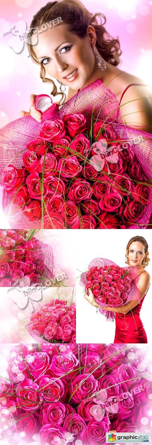 Valentine&#039;s Day bouquet of pink roses 0360
