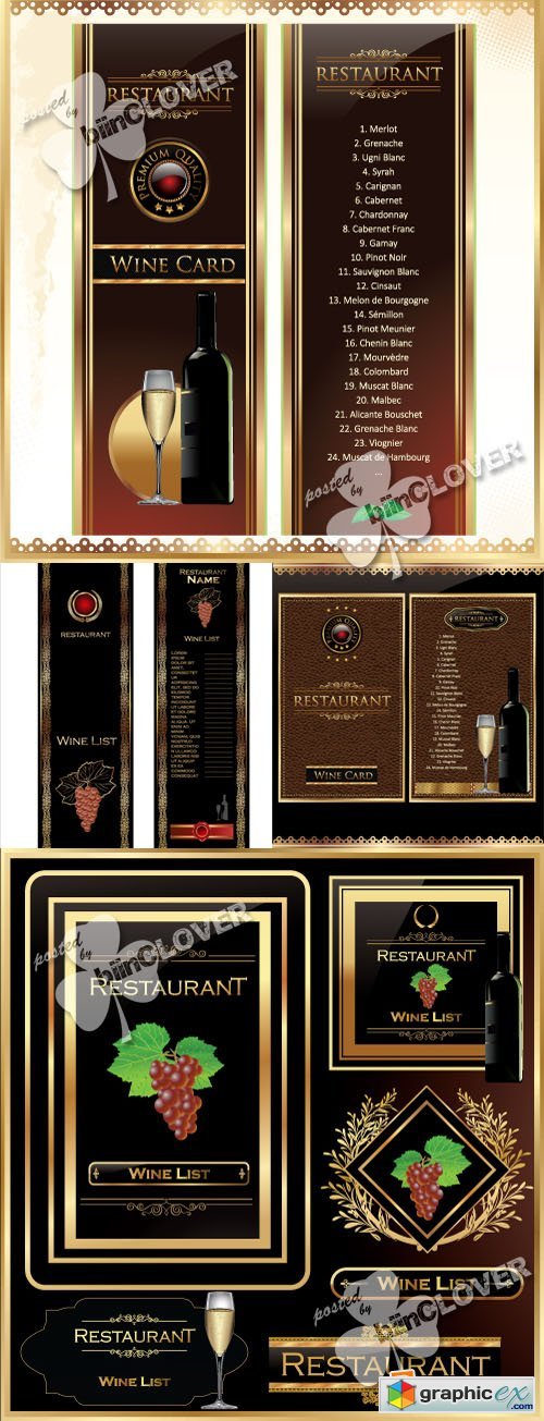 Vector Wine menu design 0356