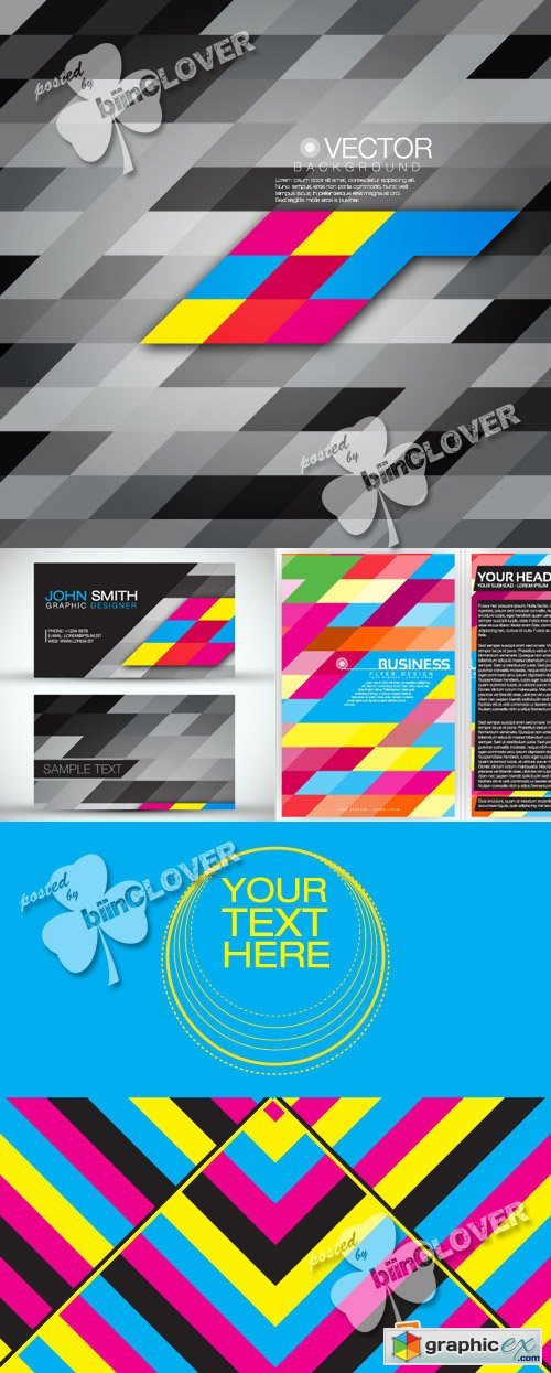 Vector Abstract mosaic business card and background 0354