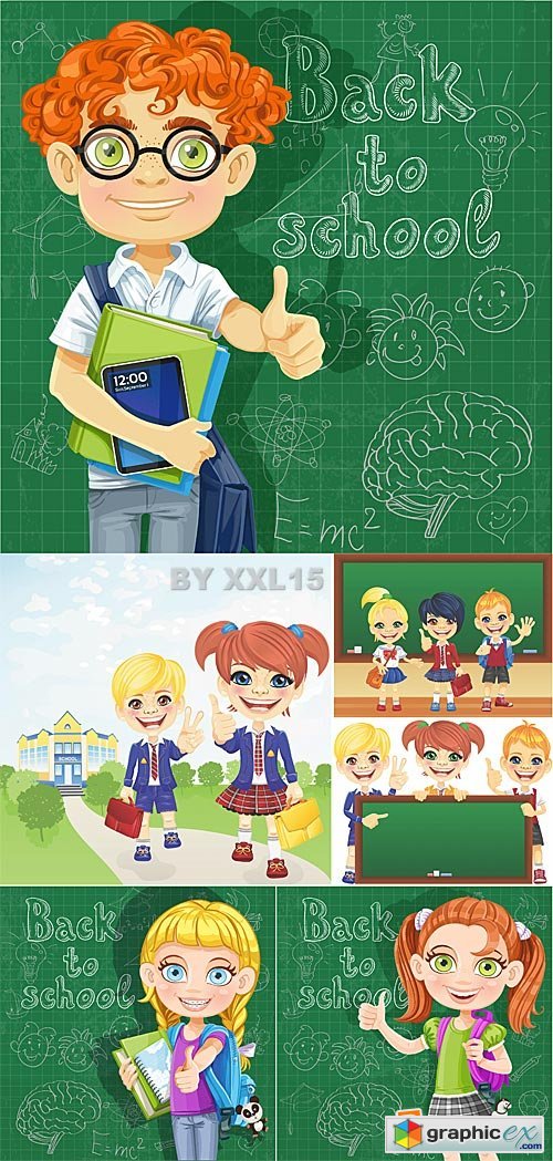 Vector Children in school 2