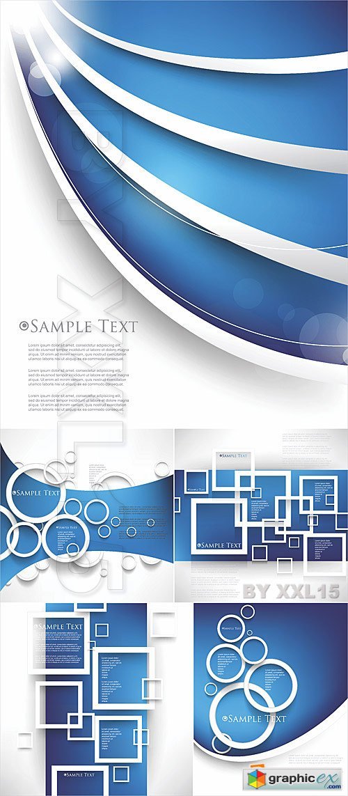 Vector Blue abstract backgrounds with circles and squares