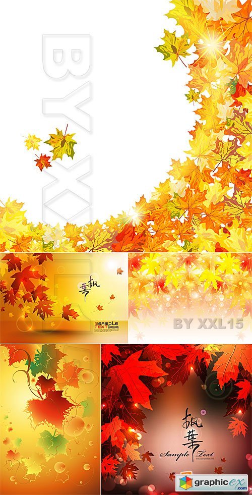 Vector Autumn maple leaves