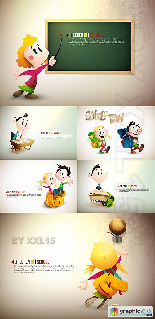 Vector Children in school