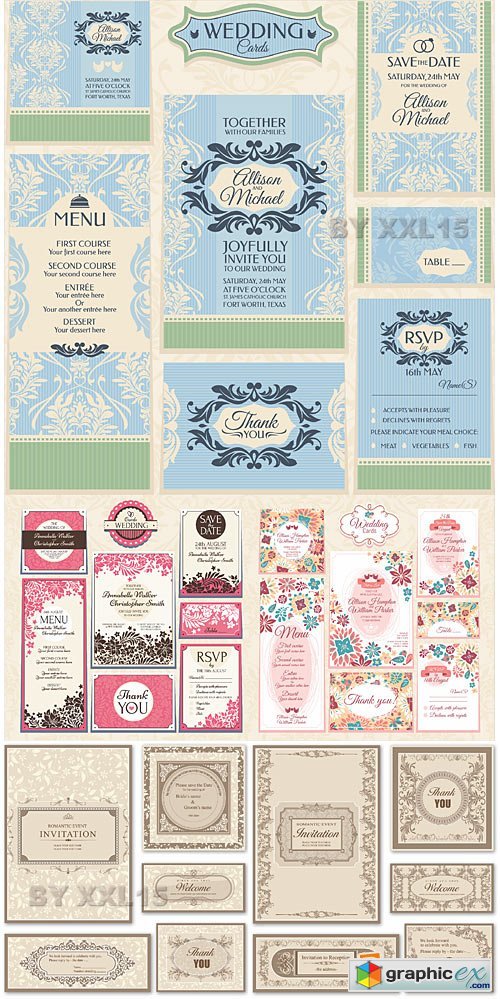 Vector Vintage invitation cards