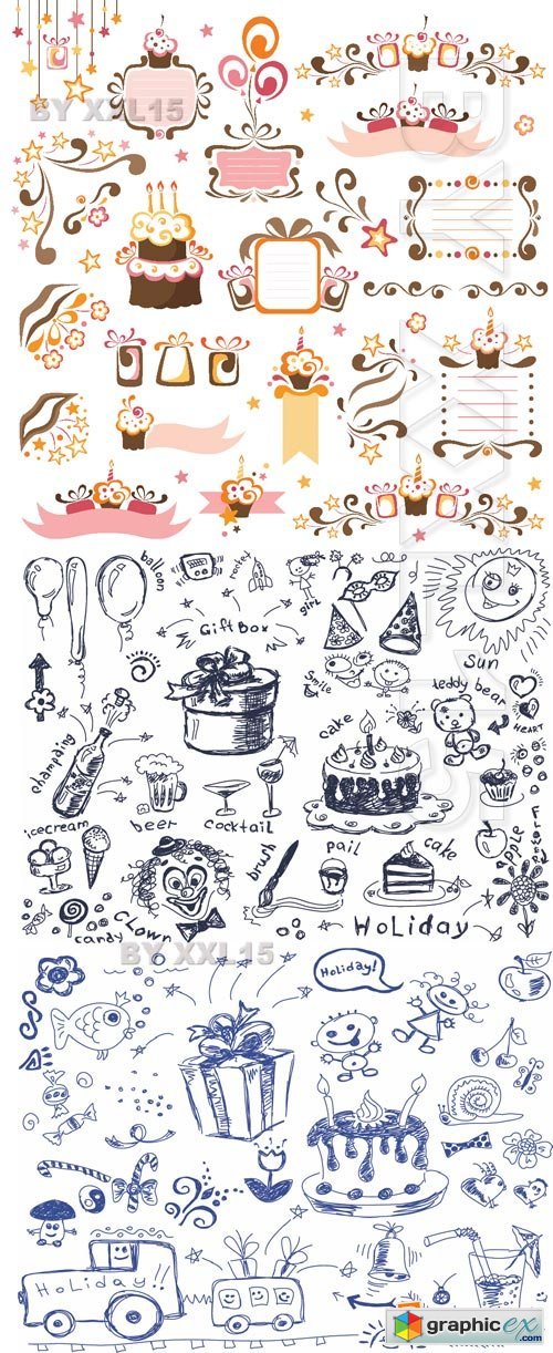 Vector Festive drawn elements