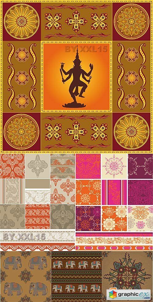 Vector Indian patterns set 2