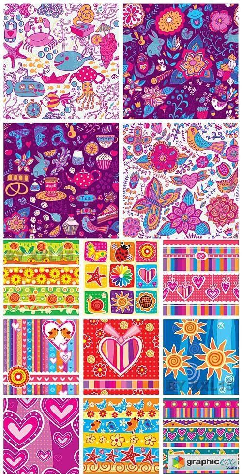 Vector Cute seamless patterns
