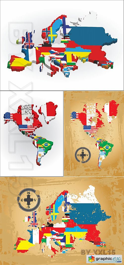 Vector Outline maps of the countries
