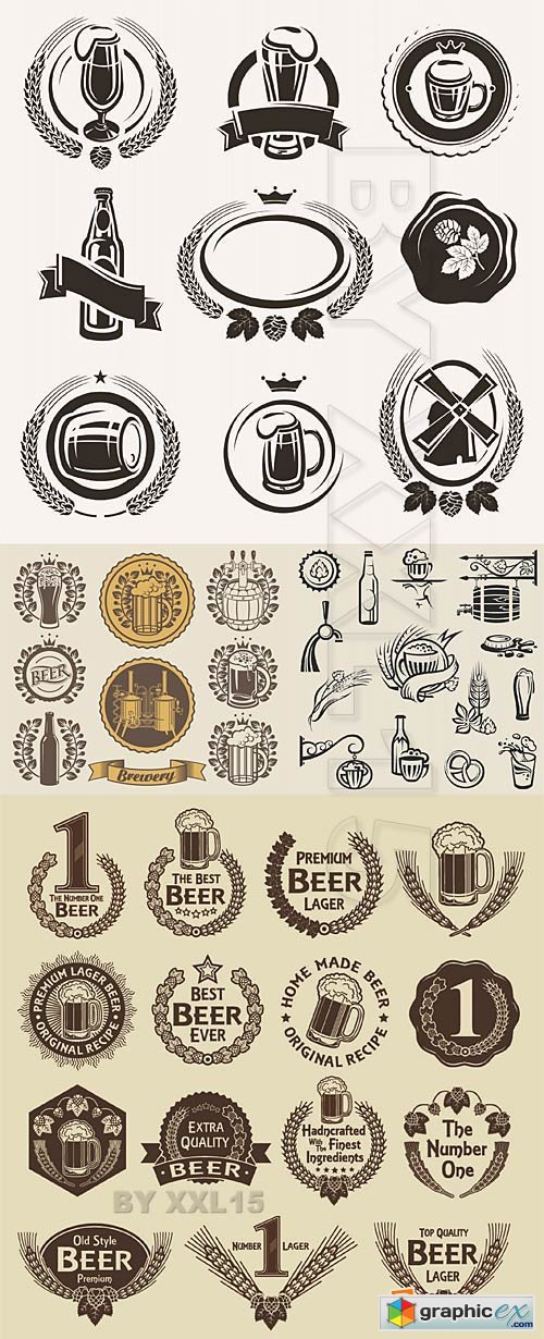 Vector Set of beer labels