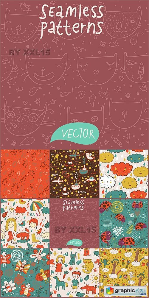 Vector Childish seamless patterns