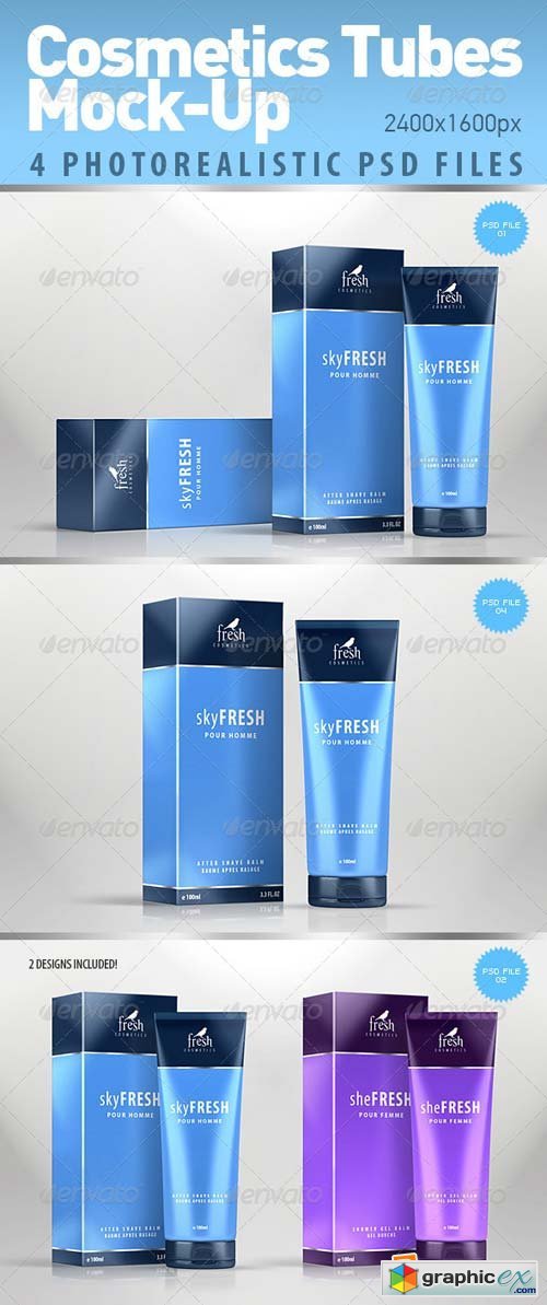 Cosmetics Photorealistic Tubes Mock-Up Template