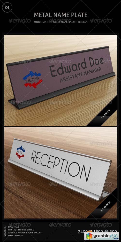 Metal Name Plates Mockup Template