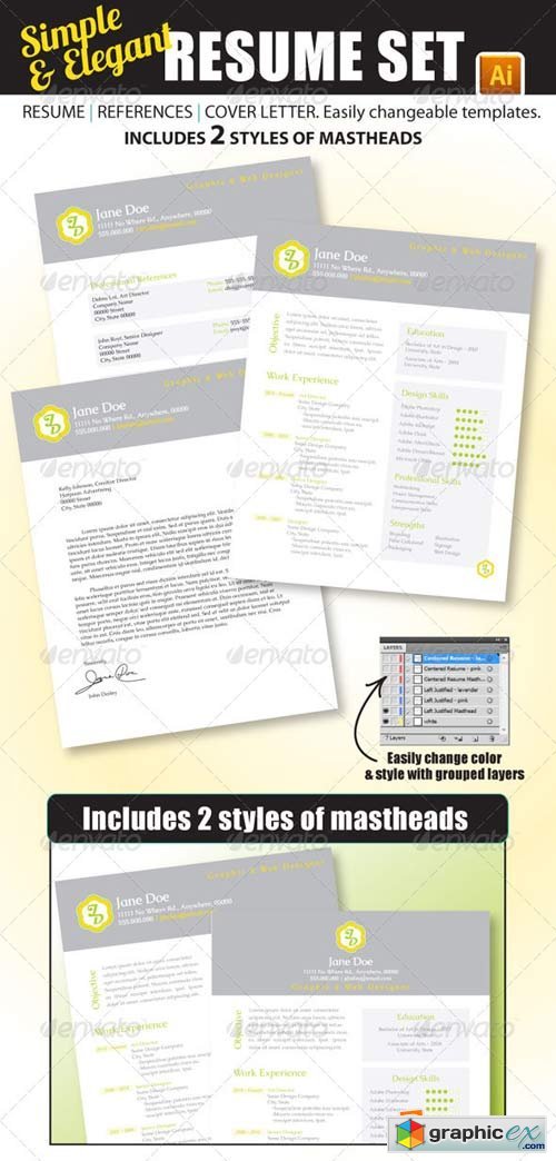 Simple & Elegant Resume Set Template
