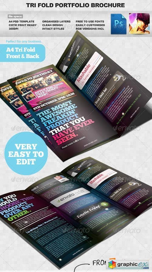 Product / Portfolio A4 Three Fold Brochure Layouts