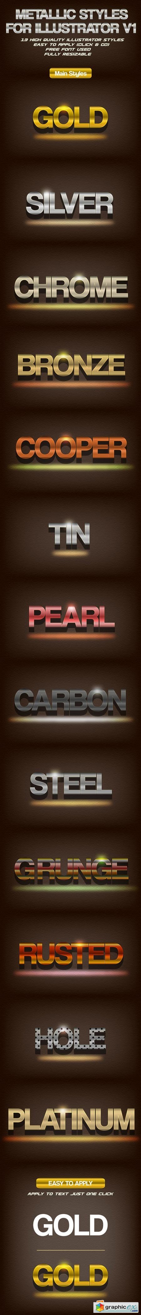 Metallic Styles for Illustrator V1 8887662