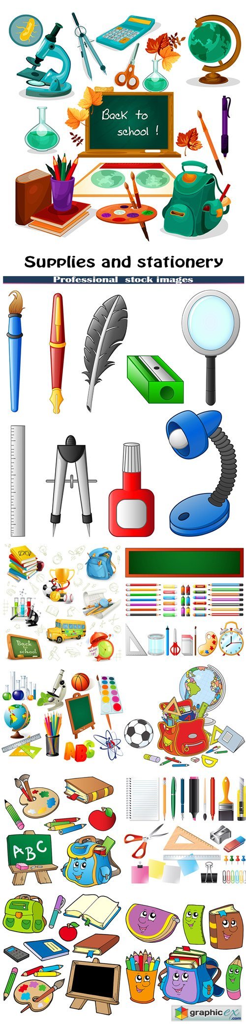 Back to school. Supplies and stationery