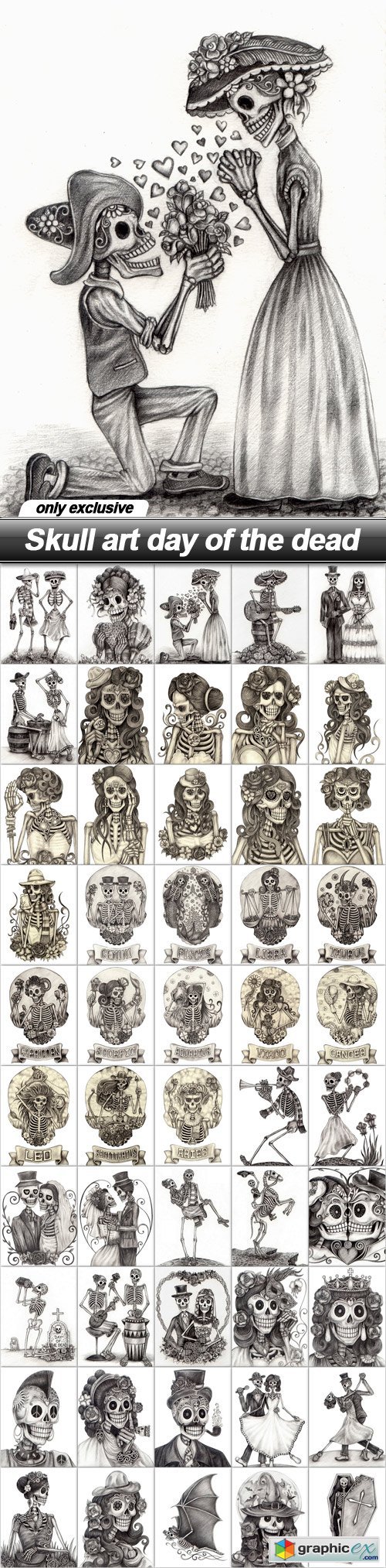 Skull art day of the dead - 50 UHQ JPEG