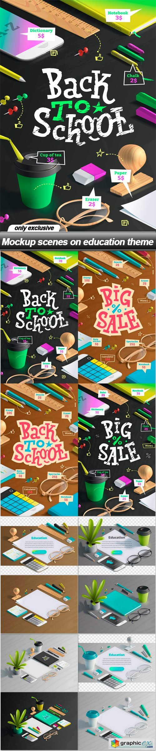 Mockup scenes on education theme - 20 EPS