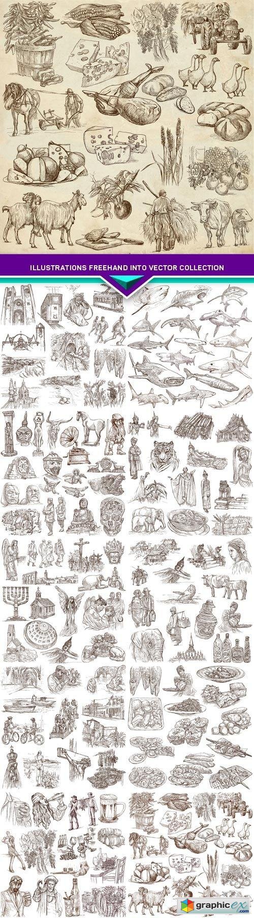 Illustrations freehand into collection 11X JPEG