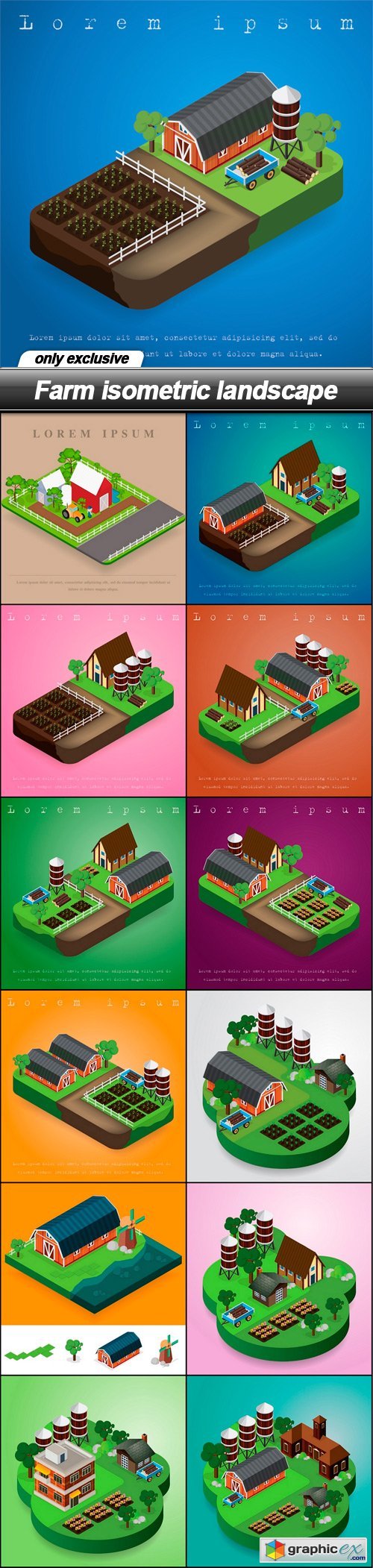 Farm isometric landscape - 13 EPS