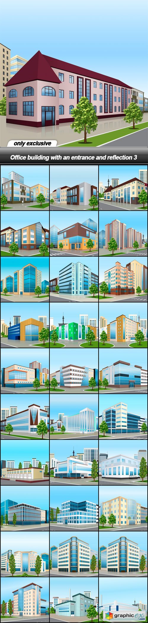 Office building with an entrance and reflection 3 - 31 EPS