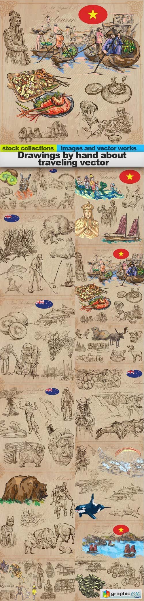 Drawings by hand about traveling vector, 15 x EPS