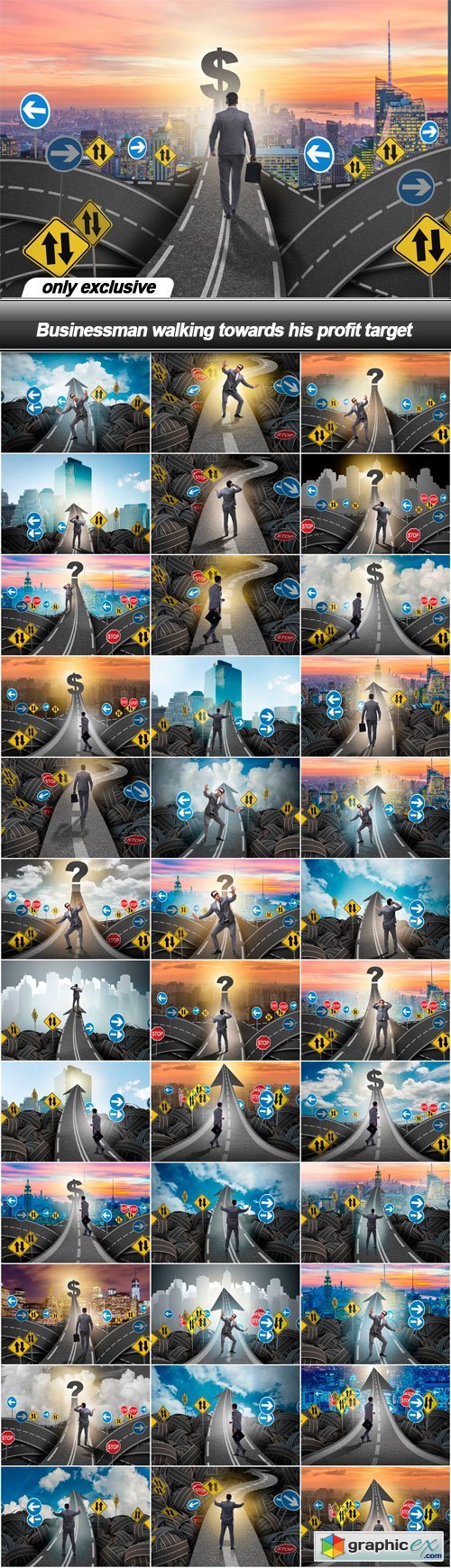Businessman walking towards his profit target - 37 UHQ JPEG