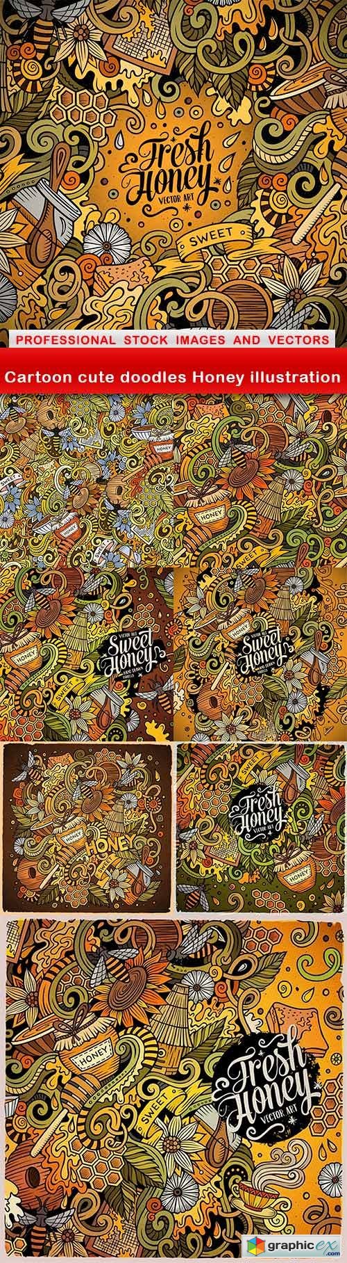 Cartoon cute doodles Honey illustration - 8 EPS